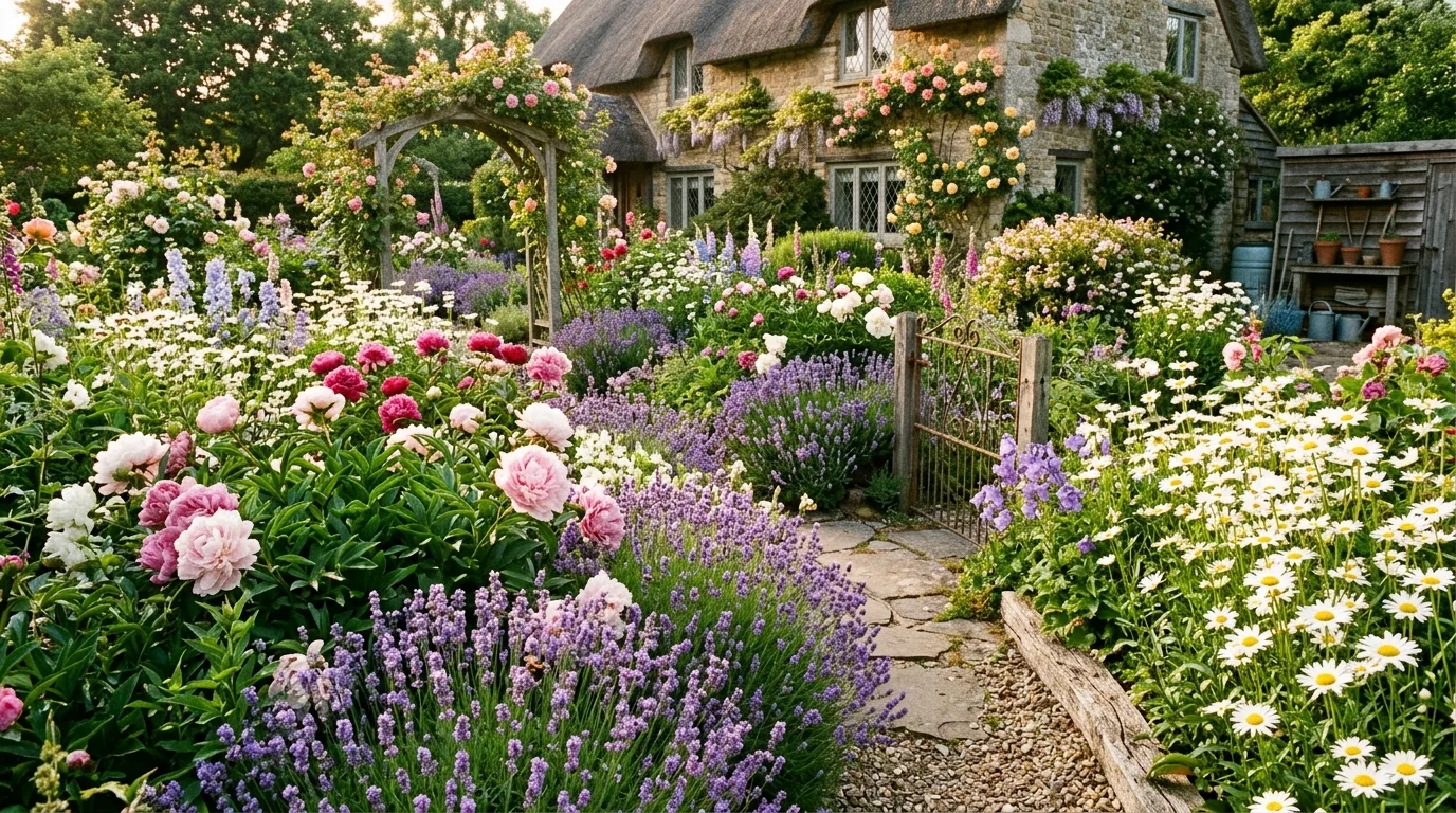 Flower Garden Along a Path